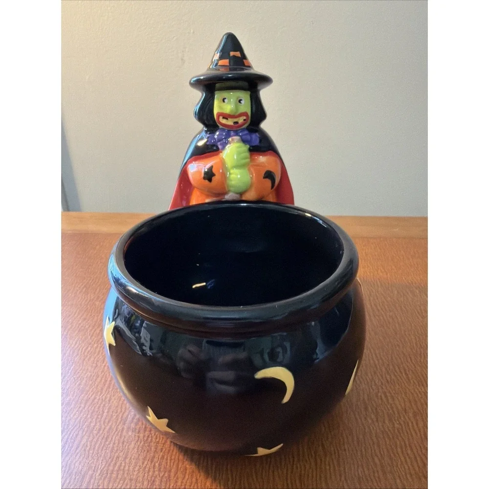 Vintage Mary Engelbreit Halloween Witch Candy Bowl 6